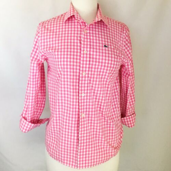 Vineyard Vines Tops - Vineyard Vines M Pink Gingham Plaid Button Down